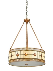 TH17024-p93 - Dale Tiffany Minerals 3 Light 20 " Rustic Bronze Tiffany Pendant - Picture 1 of 2