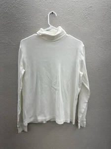 Classic Elements Womens Top Size Large Plain White Long Sleeve Turtleneck - Picture 1 of 11