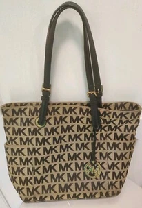 Michael Kors Large Black Signature Jet Set Shoulder Bag Tote Three Compartments - Picture 1 of 9