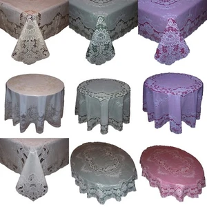 Vinyl Tischdecke abwaschbar mit Spitze ECKIG, OVAL, RUND Tischtuch OVP - Bild 1 von 10