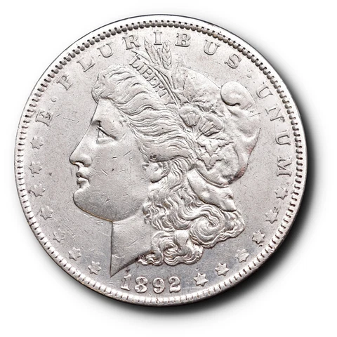 1892 Morgan Dollar Silver  $1 XF Extra Fine Cover