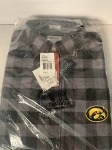 Campus Specialties Hawkeyes Men's Size Small Customized Black/Gray Plaid Shirt - Picture 1 of 7