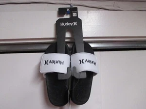 HURLEY BRAND BOYS SLIDE/SANDALS SIZE (YOUTH 13) NWT $30 WHITE & BLACK BASE SOLID - Picture 1 of 5