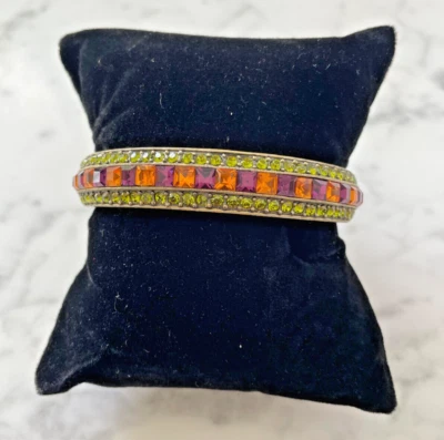 HEIDI DAUS- Unknown Pattern Lime, Orange, Purple Swarovski Crystals Hinged- G146 - Image 1 of 4