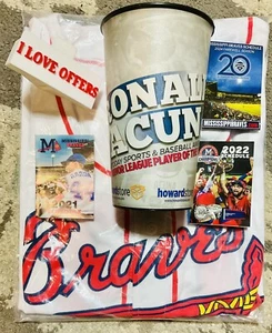 (1) /1000 RONALD ACUNA JR MISS BRAVES JERSEY #13 XL W GAME TICKET CUP SCHEDULES - Picture 1 of 18