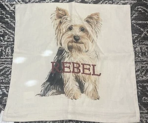 Copricuscino fienile ceramica - design cane Yorkie REBEL - 18" quadrato nuovo con etichette - Foto 1 di 3