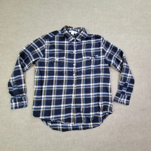 Old Navy The Boyfriend Shirt Women's XS Blue Plaid Long Sleeve Button-Up Preppy - Picture 1 of 7