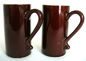 2~Vintage~70's~Pottery~HALL CHINA~Brown & Cream~IRISH COFFEE~4"x2"~Mugs~ESPRESSO - Picture 1 of 11