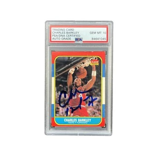 Charles Barkley HOF Signed 1986 Fleer Basketball #7 RC PSA PSA/DNA 10 AUTO - Picture 1 of 2