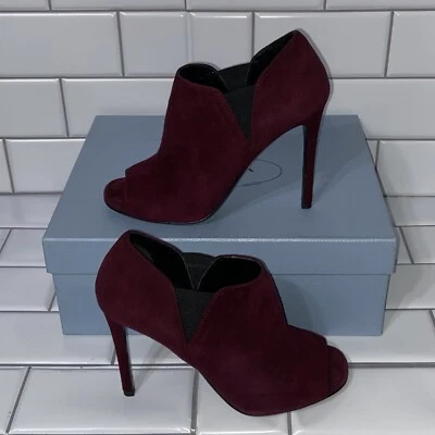 Botines PRADA Tobillo Mula Peep Toe Tacones Calzature Donna Mujer’s Talla 37.5 7.5 Foto 1 de 4