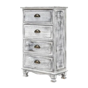 LaBella Bedside Table 4 Drawer Vintage Side Table Storage Cabinet Bedroom GREY - Picture 1 of 2