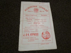 ACCRINGTON STANLEY v CHESTERFIELD 1954/5 JANUARY 3rd FOOTBALL PROGRAMME - Picture 1 of 1