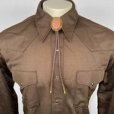 NOS Lee Pearl Snap Shirt Mens Vintage 1970s Western Rockabilly Polyester 16 33 - Image 1 of 4