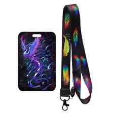 Japanese Style Phoenix  & Rainbow Feathers ID Card Cover & Lanyard Neck Strap