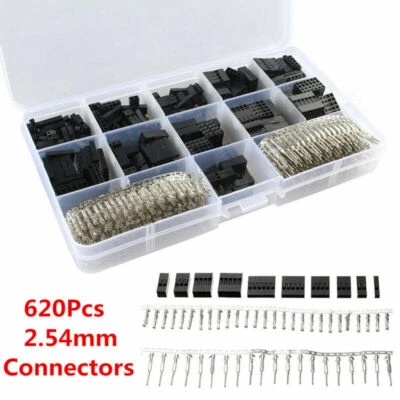 Conjunto de 620 peças macho fêmea fio jumper pino cabeçalho conector kit carcaça com pinos de crimpagem - Imagem 1 de 4