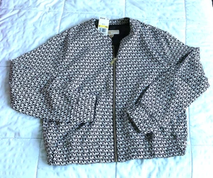 Michael Kors Bomber Jacket Black/White MK Print Size M/9,10,12 retail $145 - Picture 1 of 1