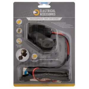 Oxford Weatherproof Dual Port USB charger Motorbike Motorcycle (5V 2Amp) - Picture 1 of 3