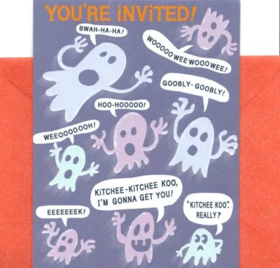 Boo White Ghost Ghosts Halloween Party Invitations By Carlton Cards - Set of 8 - Image 1 of 3