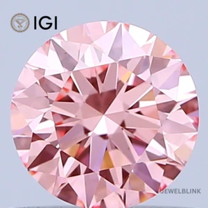 IGI Certified 0.73 Carat Fancy Vivid Pink VVS2 Round Cut CVD Lab Grown Diamond - Picture 1 of 18