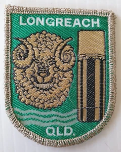 Longreach Qld - Sheep Water Tower Vintage Souvenir Embroidered Cloth Patch Badge - Picture 1 of 1