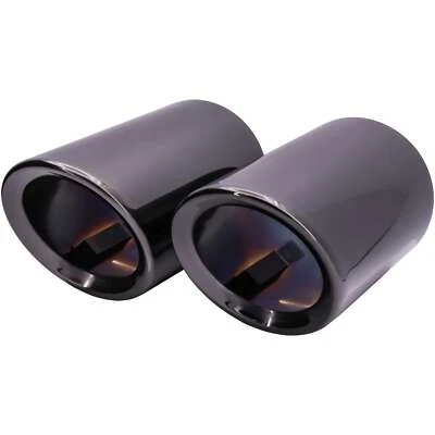 2x Edelstahl Schwarz Chrom Auspuffblenden Endrohr 140 x 76mm Universal Blende - Bild 1 von 4