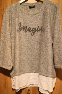 Canda Damen Pullover mit Hemd-Imitat grau weiß Gr. L, XL NEU - Bild 1 von 6