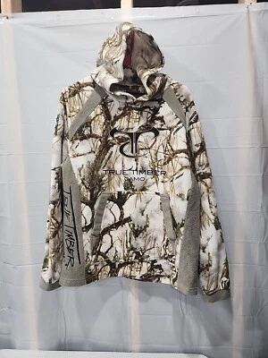 True Timber Snow Camo Polar Fleece Men’s Large Hooded White Pullover Hoodie   - Image 1 of 4