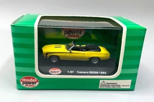 Model Power 1969 Chevy Camaro SS 396 Convertible Diecast Car 1/87 HO Yellow - Picture 1 of 2