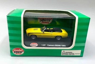 Model Power 1969 Chevy Camaro SS 396 Convertible Diecast Car 1/87 HO Yellow - Image 1 of 2