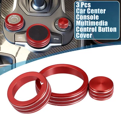 Car Console Multimedia Button Cover for Alfa Romeo Giulia 2017-2019 Red Set of 3 - Изображение 1 из 4