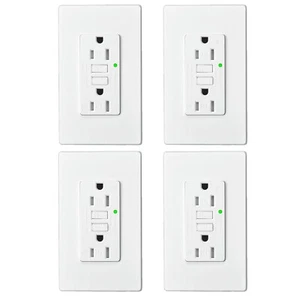 Receptáculo de pared de salida 4 PK 15A GFCI resistente a manipulaciones TR WR con placa de pared ETL - Imagen 1 de 12