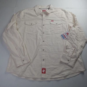 Camicia Wrangler slim fit tessuto a scatto uomo 2XL XXL cowboy lavaggio beige LS con bottoni - Foto 1 di 8