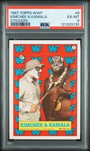 1987 TOPPS WWF WRESTLING STICKER #8 KIMCHEE & KAMALA TRADING CARD | PSA 6 EX-MT - Picture 1 of 4