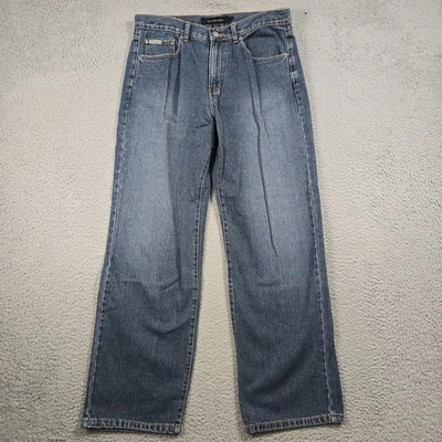 Calvin Klein Jeans Mens 32x30 Blue Denim Distressed CK Baggy Pants Retro Preppy - Image 1 of 4