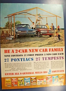 1961 Pontiac Catalina & Tempest Large-Mag Car Ad - General Mills Contest - Bild 1 von 1