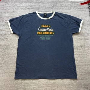 Vintage Polo Ralph Lauren Sport Ringer Shirt Extra Large Blau Patch Stitch Herren 90s - Bild 1 von 7