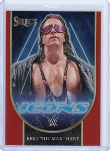 2024 Panini Select WWE Bret Hitman Hart Icons Red Prizm /99 - Foto 1 di 2