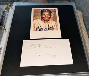 Monte Irvin Newark Eagles Signed Index Card Mounted W/Our COA  - Picture 1 of 1