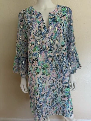 Новый с Ярлыками Lilly Pulitzer женщин Elenora хвосты моря шелк с подкладкой платье размер L или XL - Изображение 1 из 4