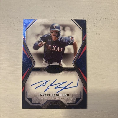 2025 Topps Tier One Wyatt Langford Blue Foil Auto /75 Texas Rangers - Image 1 of 2