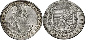 AUSTRIA GRAZ TALER 1617 Ferdinand II , Archduke Holy Roman Empire NGC MS62 - Picture 1 of 3