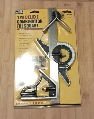 12英寸组合三方形带不锈钢标尺、量角器和中心头 — 第 1/4 张图片