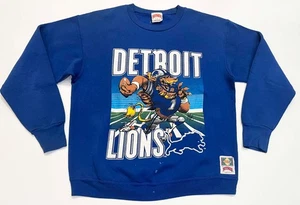 Sudadera De Colección Nuez moscada NFL Detroit Lions Fútbol Cuello Redondo Azul L EE. UU. - Imagen 1 de 8