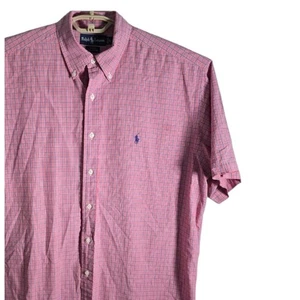 Ralph Lauren kariertes Kurzarm Button Down Hemd Freizeit rosa blau L - Bild 1 von 6