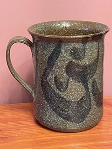 LARGE STUDIO POTTERY MOTTLED STONEWARE BLUE & BROWN TANKARD WITH SEAL MARK - Picture 1 of 8