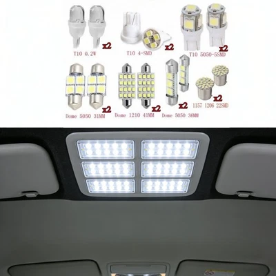 14pcs LED Bulb Set 8000K Xenon White For Car Interior Trunk Dome — 第 1/4 张图片
