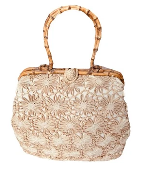 Deslumbrante Bolsa de Mão MCM VTG Ritter Tecido Floral “It's in the Bag” Alças de Bambu - Imagem 1 de 4