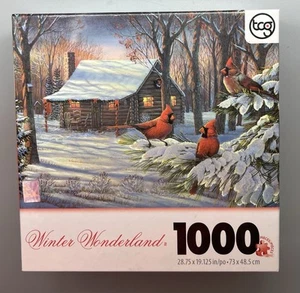 TCG Toys 1000 Teile Winter Wonderland Puzzle "Winter Cabin Cardinals" - Bild 1 von 5