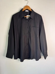 FAYT The Label Womens Bexley Black Cotton Linen Shirt Sz 16 NWT - Picture 1 of 10
