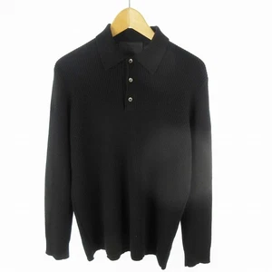 PRADA Cashmere 100 Sweater Knit Half Button Black Plain 52 Tops Men'S - Picture 1 of 6